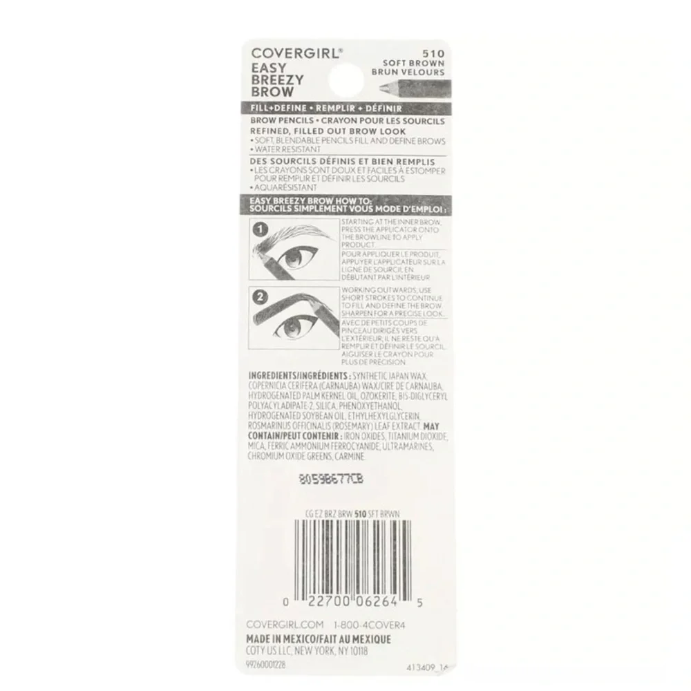 CoverGirl Brow & Eye Makers Brow Shaper & Eyeliner, Soft Brown 510 w/Sharpener